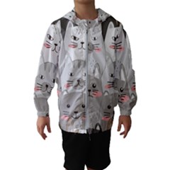 Cute Cats Seamless Pattern Kids  Hooded Windbreaker by Salman4z