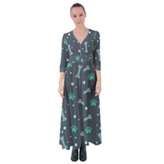 Bons Foot Prints Pattern Background Button Up Maxi Dress by Salman4z