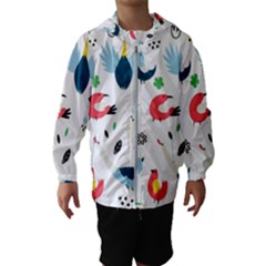 Vector Set Isolates With Cute Birds Scandinavian Style Kids  Hooded Windbreaker by Salman4z