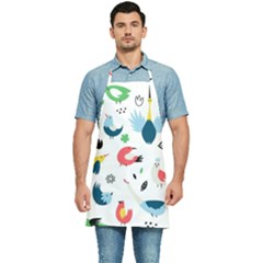 Vector Set Isolates With Cute Birds Scandinavian Style Kitchen Apron by Salman4z