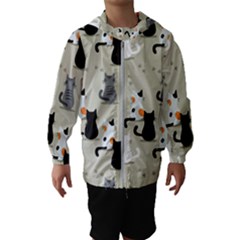 Cute Cat Seamless Pattern Kids  Hooded Windbreaker by Salman4z