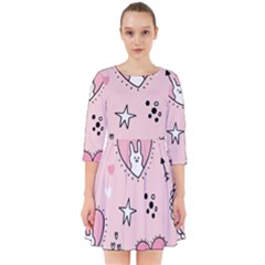 Cartoon Cute Valentines Day Doodle Heart Love Flower Seamless Pattern Vector Smock Dress by Salman4z