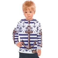 Anchor Background Design Kids  Hooded Pullover by Salman4z