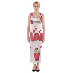 Hand Drawn Valentines Day Element Collection Fitted Maxi Dress by Salman4z