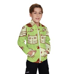 Cute Hand Drawn Cat Seamless Pattern Kids  Windbreaker by Salman4z