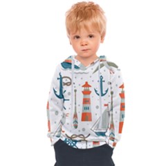 Nautical Elements Pattern Background Kids  Overhead Hoodie by Salman4z