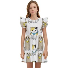 Cat Kitten Seamless Pattern Kids  Winged Sleeve Dress by Salman4z