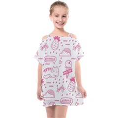 Cute-girly-seamless-pattern Kids  One Piece Chiffon Dress by Salman4z