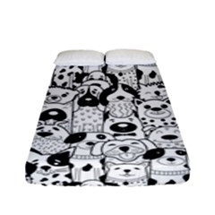 Seamless-pattern-with-black-white-doodle-dogs Fitted Sheet (full/ Double Size) by Salman4z