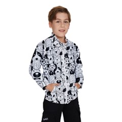 Seamless-pattern-with-black-white-doodle-dogs Kids  Windbreaker by Salman4z