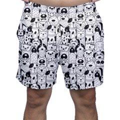 Seamless-pattern-with-black-white-doodle-dogs Men s Shorts by Salman4z