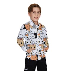 Cute-cat-kitten-cartoon-doodle-seamless-pattern Kids  Windbreaker by Salman4z