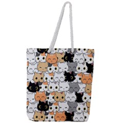 Cute-cat-kitten-cartoon-doodle-seamless-pattern Full Print Rope Handle Tote (large) by Salman4z