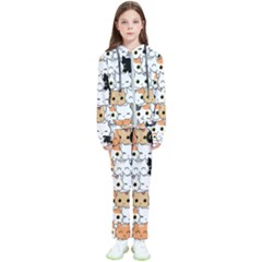 Cute-cat-kitten-cartoon-doodle-seamless-pattern Kids  Tracksuit by Salman4z