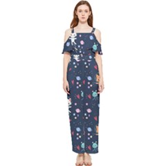 Cute-astronaut-cat-with-star-galaxy-elements-seamless-pattern Draped Sleeveless Chiffon Jumpsuit by Salman4z