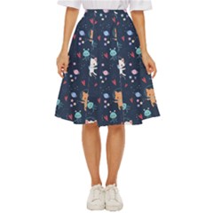 Cute-astronaut-cat-with-star-galaxy-elements-seamless-pattern Classic Short Skirt by Salman4z