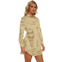 Ice-cream-vintage-pattern Womens Long Sleeve Shirt Dress View3