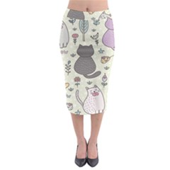 Funny Cartoon Cats Seamless Pattern Midi Pencil Skirt by Salman4z