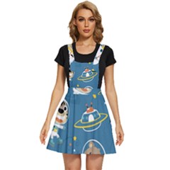 Seamless-pattern-funny-astronaut-outer-space-transportation Apron Dress by Salman4z