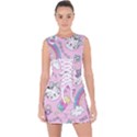 Beautiful-cute-animals-pattern-pink Lace Up Front Bodycon Dress View1