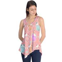 Cute-kawaii-kittens-seamless-pattern Sleeveless Tunic by Salman4z