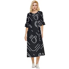 Coffee-background Double Cuff Midi Dress by Salman4z