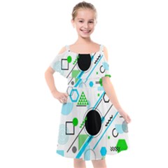 Geometric-shapes-background Kids  Cut Out Shoulders Chiffon Dress by Salman4z