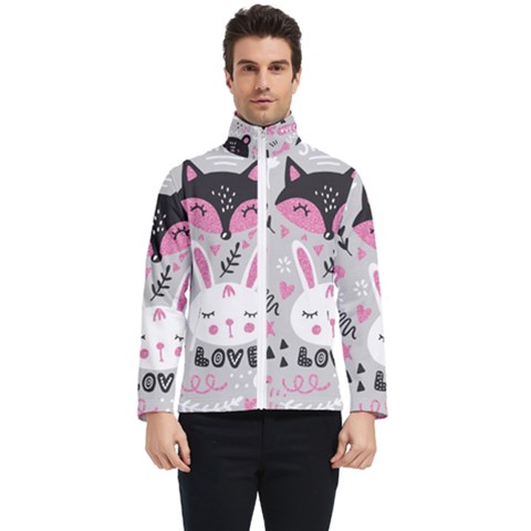 Big-set-with-cute-cartoon-animals-bear-panda-bunny-penguin-cat-fox Men s Bomber Jacket by Salman4z