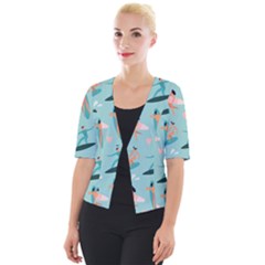 Beach-surfing-surfers-with-surfboards-surfer-rides-wave-summer-outdoors-surfboards-seamless-pattern- Cropped Button Cardigan by Salman4z