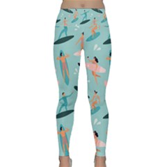 Beach-surfing-surfers-with-surfboards-surfer-rides-wave-summer-outdoors-surfboards-seamless-pattern- Lightweight Velour Classic Yoga Leggings by Salman4z