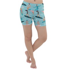 Beach-surfing-surfers-with-surfboards-surfer-rides-wave-summer-outdoors-surfboards-seamless-pattern- Lightweight Velour Yoga Shorts by Salman4z