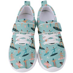 Beach-surfing-surfers-with-surfboards-surfer-rides-wave-summer-outdoors-surfboards-seamless-pattern- Women s Velcro Strap Shoes by Salman4z