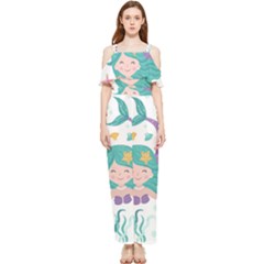 Set-cute-mermaid-seaweeds-marine-inhabitants Draped Sleeveless Chiffon Jumpsuit by Salman4z