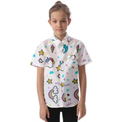 Unicorns-rainbows-seamless-pattern Kids  Short Sleeve Shirt by Salman4z