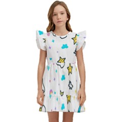 Unicorns-rainbows-seamless-pattern Kids  Winged Sleeve Dress by Salman4z