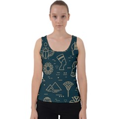 Dark-seamless-pattern-symbols-landmarks-signs-egypt -- Velvet Tank Top by Salman4z