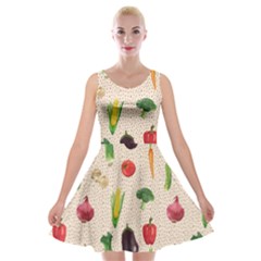 Vegetables Velvet Skater Dress by SychEva