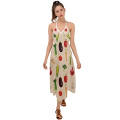 Vegetables Halter Tie Back Dress  by SychEva