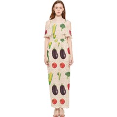 Vegetables Draped Sleeveless Chiffon Jumpsuit by SychEva