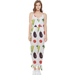 Vegetable Sleeveless Tie Ankle Chiffon Jumpsuit by SychEva