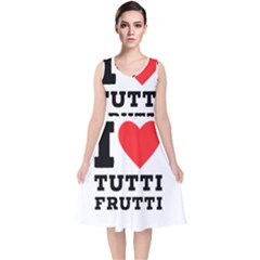 I Love Tutti Frutti V-neck Midi Sleeveless Dress  by ilovewhateva