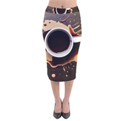 Coffee Cafe Espresso Drink Beverage Velvet Midi Pencil Skirt by Ravend