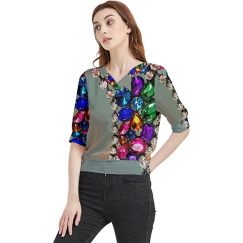 Colorful Diamonds Quarter Sleeve Blouse by Sparkle