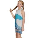 Wave Tsunami Tidal Wave Ocean Sea Water Kids  Halter Collar Waist Tie Chiffon Dress View2