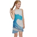 Wave Tsunami Tidal Wave Ocean Sea Water Kids  Halter Collar Waist Tie Chiffon Dress View3