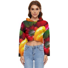 Colorful Capsicum Women s Lightweight Cropped Hoodie by Sparkle