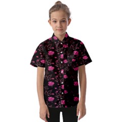 Pink Glowing Flowers Kids  Short Sleeve Shirt by Sparkle