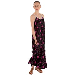 Pink Glowing Flowers Cami Maxi Ruffle Chiffon Dress by Sparkle