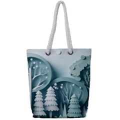 Background Christmas Winter Holiday Background Full Print Rope Handle Tote (small) by Ravend