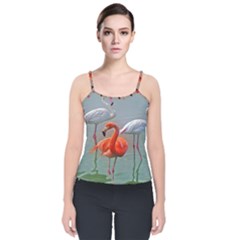 Birds Velvet Spaghetti Strap Top by Sparkle